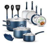Batterie de cuisine antiadhésive - LEVYS - 14 pièces - Casseroles 1,5L et 2,5L avec couvercles