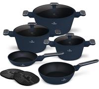 Batterie de cuisine antiadhsive Berlinger Haus, aluminium forg, induction, 10 pices, TitanPro, bleu mat, poigne ergonomique, collection Deep Sea