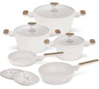 Batterie de cuisine antiadhsive Berlinger Haus, aluminium forg, induction, 10 pices, TitanPro, ergonomique et style nordique, collection Sahara Nordic