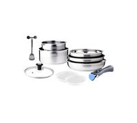 Batterie de cuisine - ARTHUR MARTIN - AM0025 - 10 pièces - Inox satiné - Poignées amovibles