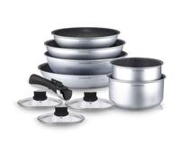 Batterie De Cuisine Arthur Martin Am167s 10 Pieces - Aluminium - Poignée Amovible - Tous Feux Dont Induction