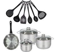 Batterie de cuisine avec 1 poêle 20 cm et 3 faitouts 16/20/24 cm et 6 ustensiles de cuisine sans PFAS Fackelmann Généva Brillant Fénix