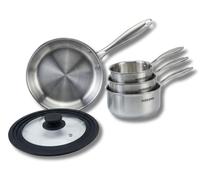 Batterie de cuisine avec 1 poêle 28 cm et 2 casseroles 14/18 cm et 1 couvercle de cuisson universel sans PFAS Fackelmann Vita3
