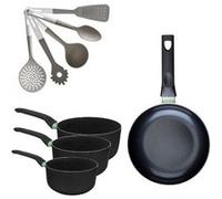Batterie de cuisine avec 1 poêle 28 cm et 3 casseroles 16/18/20 cm et 5 ustensiles de cuisine Fackelmann Brandao Vario