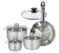 Batterie de cuisine avec 1 poêle 28 cm et 3 faitouts 20/24/16 cm sans PFAS Fackelmann Eterna Brillant avec couvercles