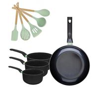 Batterie de cuisine avec 1 poêle 30 cm et 3 casseroles 16/18/20 cm et 5 ustensiles de cuisine Fackelmann Brandao Océan