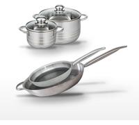 Batterie de cuisine avec 2 faitouts 16/24 cm et 2 poêles de cuisson 28/32 cm sans PFAS Elo Collection Relief Solution Brillant