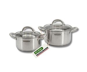 Batterie de cuisine avec 2 faitouts 20/24 cm en inox sans PFAS Fackelmann Vita3