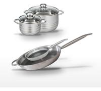 Batterie de cuisine avec 2 faitouts 24/16 cm et 2 poêles de cuisson 24/32 cm sans PFAS Elo Collection Relief Solution Brillant