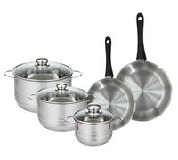 Batterie de cuisine avec 2 poêles 20/24 cm et 3 faitouts 16/20/24 cm sans PFAS Fackelmann Généva Brillant