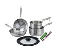 Batterie de cuisine avec 2 poêles 20/26 cm et 2 casseroles 14/18 cm avec 1 couvercle de cuisson universel sans PFAS Fackelmann Vita3