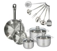 Batterie de cuisine avec 2 poêles 20/28 cm et 3 faitouts 20/24 cm avec 6 ustensiles de cuisine Fackelmann Etherna Brillant Oxford