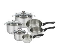 Batterie de cuisine avec 3 casseroles 12/16/20 cm et 3 faitouts 16/20/24 cm en inox sans PFAS Fackelmann Généva Brillant