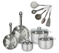 Batterie de cuisine avec 3 faitouts 16/20/24 cm et 2 poêles 20/24 cm et 5 ustensiles de cuisine Fackelmann Etherna Brillant Vario