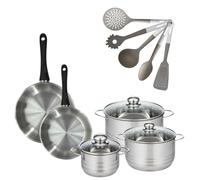 Batterie de cuisine avec 3 faitouts 16/20/24 cm et 2 poêles 24/28 cm et 5 ustensiles de cuisine Fackelmann Généva Brillant Vario