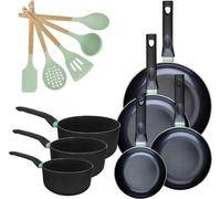 Batterie de cuisine avec 4 poêles 16/20/24/28 cm et 3 casseroles 16/18/20 cm et 5 ustensiles de cuisine Fackelmann Brandao Océan