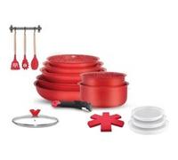 Arthur Martin Batterie de cuisine AMR94 18 pièces, manche amovible, induction, rouge