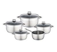 Baumalu Ensemble casseroles et poêles 341979 – 9 pièces inox, couvercles verre, tous feux/induction