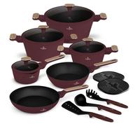 Batterie de cuisine Berlinger Haus 15 pices - Aluminium forg antiadhsif TitanPro, induction Turbo, convient toutes les cuisinires, poigne ergonomique, Leonardo Nordic Collection