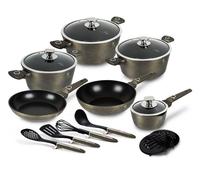 Batterie de cuisine - BERLINGERHAUS - Crystal Collection - 15 pcs - Titane - Antiadhésif - Compatible induction