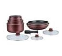 Batterie de cuisine de 10 pieces revêtement pierre avec manche amovible - Bordeaux Herzberg HA04647-BR G