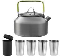 Batterie de cuisine de camping : théière 0,8 L, tasse en acier inoxydable, aluminium robuste