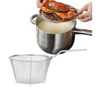 Batterie de cuisine de grande capacité à long manche | Friteuse en acier inoxydable avec panier pour cuisinière à induction électrique en céramique pour la maison, la cuisine