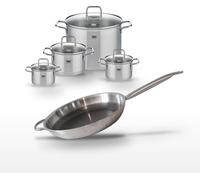 Batterie de cuisine en inox 1 poêle 32 cm 1 faitout 14 cm 1 faitout 16 cm 2 faitouts 20/26 cm Elo Collection Relief Solution Citrin