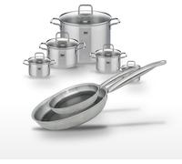 Batterie de cuisine Ensemble 2 faitouts 12/14 cm 1 faitout 16 cm 2 faitouts 20/26 cm 2 poêles 24/28 cm Elo Collection Relief Solution Citrin