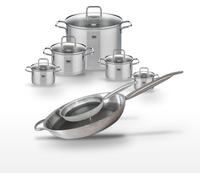 Batterie de cuisine Ensemble de cuisson avec faitouts et poêles en inox Elo Collection Relief Solution Citrin