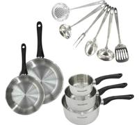 Batterie de Cuisine FACKELMANN Geneva Inox, Tous Feux Dont Induction, 2 Poêles 20 et 24 cm, 3 Casseroles, 6 Ustensiles
