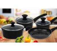 Batterie de cuisine forgée revêtement en marbre Bleu 7 pièces Herzberg HG04685-BLU