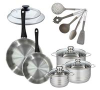 Batterie de cuisine Généva Brillant Vario avec 3 faitouts et 2 poêles 7 ustensiles avec couvercles Fackelmann Généva Brillant Vario avec couvercles