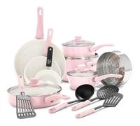 Batterie de cuisine - GREENLIFE - Soft Grip - 16 pièces - Antiadhésif - Rose