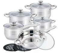 Batterie de cuisine Herzberg 12 pièces en acier inoxydable