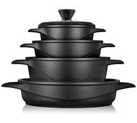 Briebe Set de casseroles à induction MGK-17S – 8 pièces (4 casseroles, 4 couvercles verre) – Noir