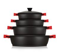 Batterie de Cuisine Induction 8 Pièces Aluminium Fonte 4 Casseroles 4 Couvercles