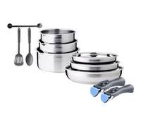 Set d'ustensiles de cuisine à induction - Arthur Martin - AM2238 - Acier inoxydable - 10 pièces - Poignée amovible - Convient pour tous les types de feux, y compris l'induction