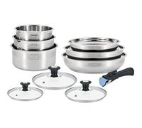Set de casseroles à induction - ARTHUR MARTIN - AM0006 - inox 18/10 - 10 pièces - poignée amovible
