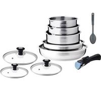 Batterie de cuisine induction ARTHUR MARTIN AM4485 - 10 pièces - Acier inoxydable - Poignée amovible - Tous feux induction
