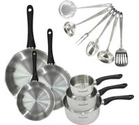 Batterie de Cuisine Induction FACKELMANN Geneva, Inox 18/8, 12 Pièces, 3 Poêles, 3 Casseroles, 6 Ustensiles