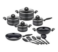 Set de casseroles - Induction - GSW - MILANO NERO - 15 pièces - Aluminium massif - Noir