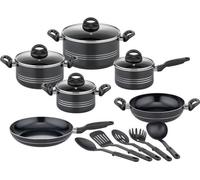 Batterie de Cuisine Induction GSW Milano Nero, 15 Pièces, Aluminium Massif, Revêtement Antiadhésif, Tous Feux Dont Induction