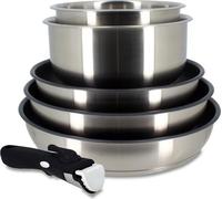 Menastyl Set de casseroles 7930018 – Acier inoxydable, induction, 6 pièces, poignée amovible, gris