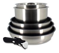 Set de casseroles - Induction - MENASTYL - 7930018 - Acier inoxydable - 6 pièces - Poignée amovible - Gris