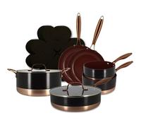 Batterie de cuisine induction - MENASTYL - Black Copper - Aluminium recyclé - Revêtement céramique antiadhésif - 13 pièces - Poignée