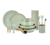 Batterie de cuisine induction - MENASTYL - Set cuisson Céladon - Aluminium - Revêtement antiadhésif - 15 pièces - Set complet polyva