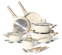 Just Perfecto Batterie de cuisine JL-28 – 15 pièces en granit antiadhésif induction Beige