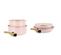 Batterie de cuisine Menastyl Colorama - 6 pièces - 2 poignées incluses - Revêtement céramique - Touts feux dont induction - Rose