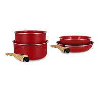Batterie de cuisine Menastyl Colorama - 6 pièces - 2 poignées incluses - Revêtement céramique - Touts feux dont induction - Magenta